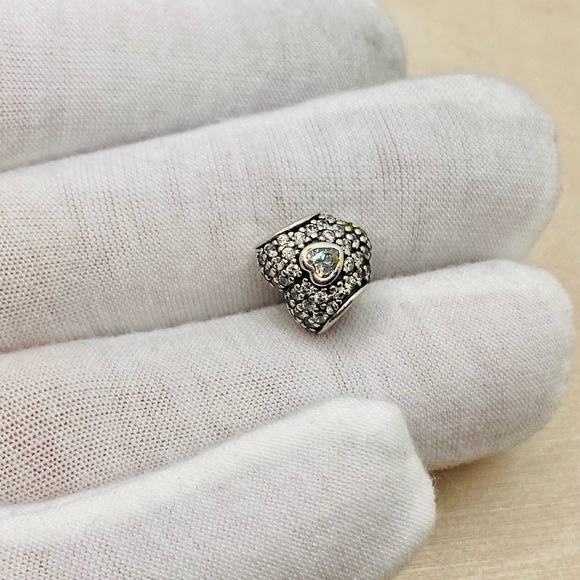 EUC Pandora 791168CZ Sterling Silver In My Heart Charm w/ Clear Zirconia - Picture 5 of 8